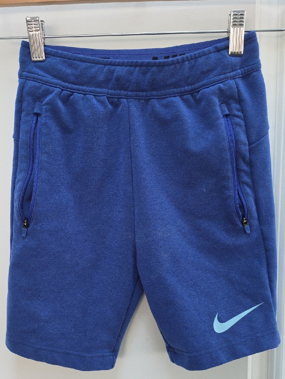 Nike Blue Kids Athletic Shorts with Light Blue Swoosh